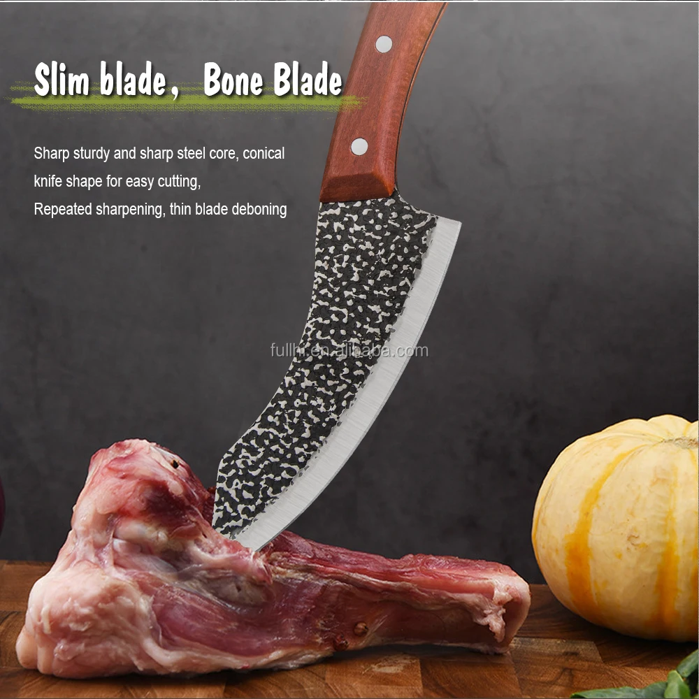 6" Full Tang Boning Knife Curved Blade Hammer Japanese Kitchen Knife