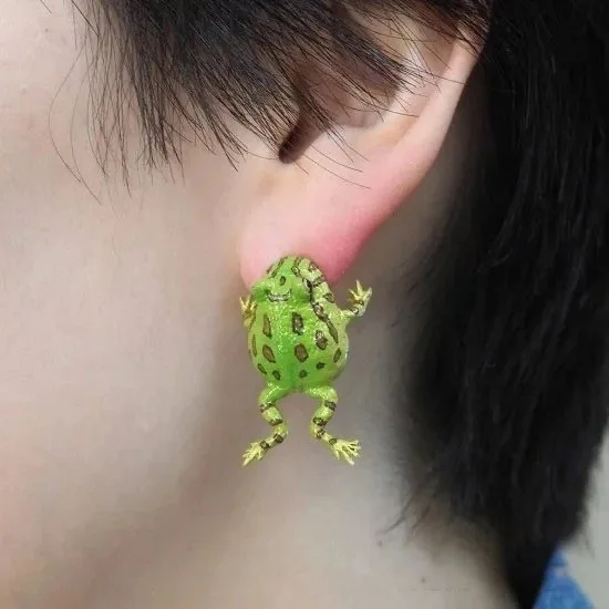 

New Exaggerated Oil Drop Big Frog Stud Earring Vintage Cute Enamel Frog Animal Statement Earrings