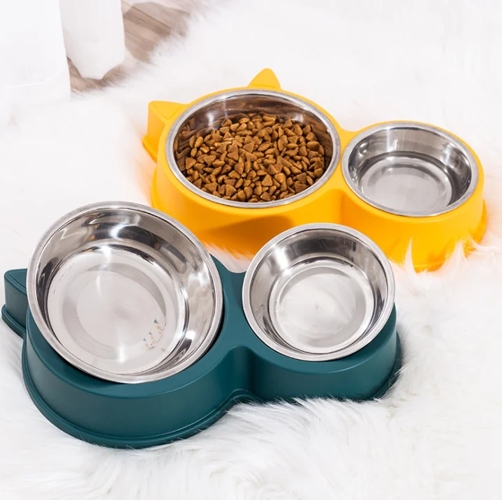 

Wholesale sturdy and durable double pet bowl dispenser steel pet accessories bowl, Customized