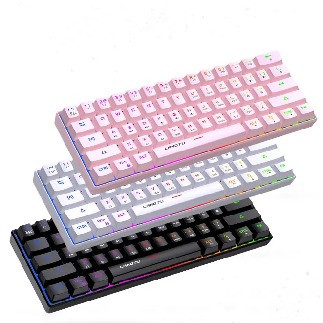 

G1000 Wires 61-key Mechanical Keyboard RGB Lighting Three-mode Mechanical 61 Small Keyboard Blue+wire, Black