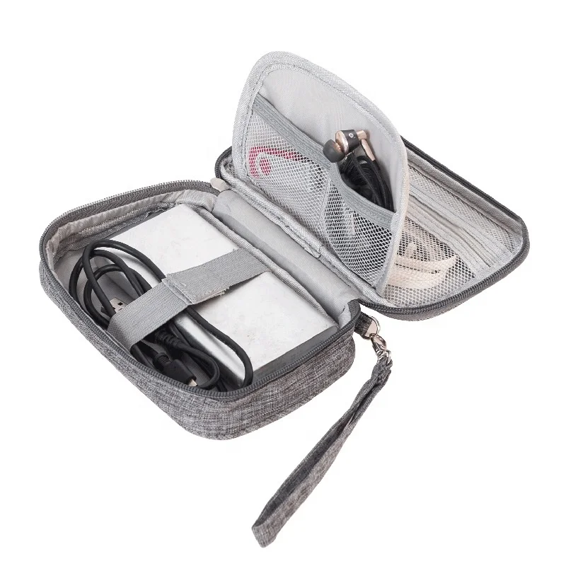 

Small size pouch mini data packet charging bank cable mobile phone power travel storage bag
