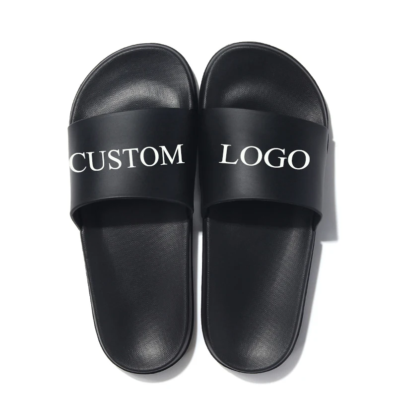 

YT Custom men and women slippers summer beach sandals wholesale OEM non-slip EVA slippers custom logo slippers, Black
