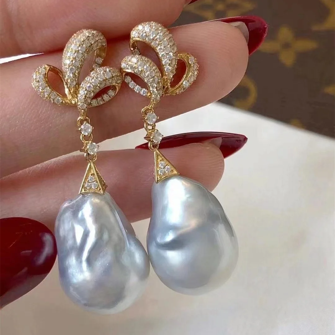 

868E Real Natural Freshwater pearl earring 925 sterling silver with Gold Plated ear stud for women, Silver/golden