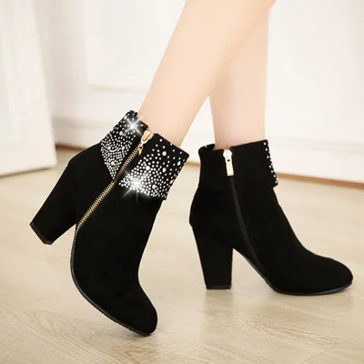 

Classic Women Winter Boots Suede Ankle Snow Boots Female Warm Fur Plush Insole High Quality Botas