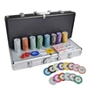 Clay roulette poker game set tin cheap poker chip set 14g with leather suitcase poker chips set