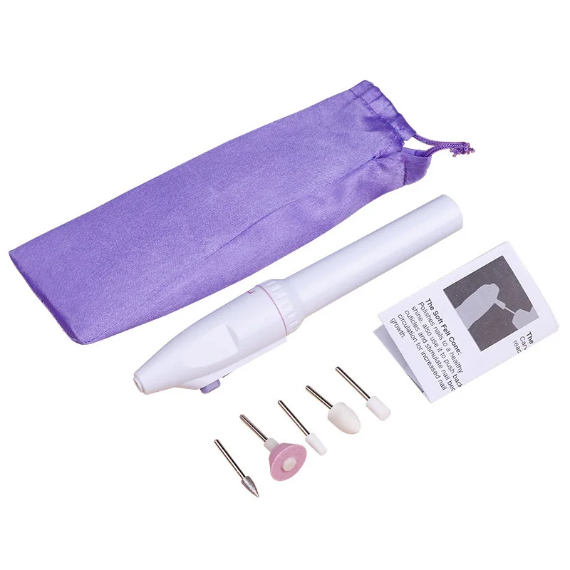 

Simple electric mini nail shaper battery operated manicure pedicure set, White