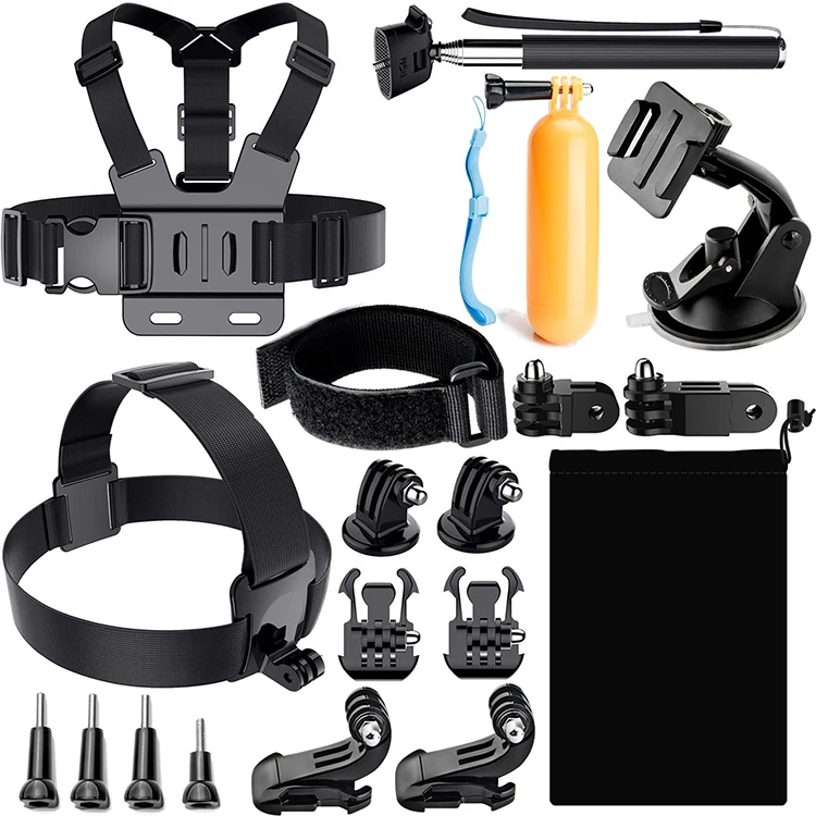 

JUNNX 19 IN 1 Go pro Camara Accessories Kit Screw Bolts Sunction Cup Mount Action Camera Chest Strap for Gopro Hero 9 8 7 6 5 4