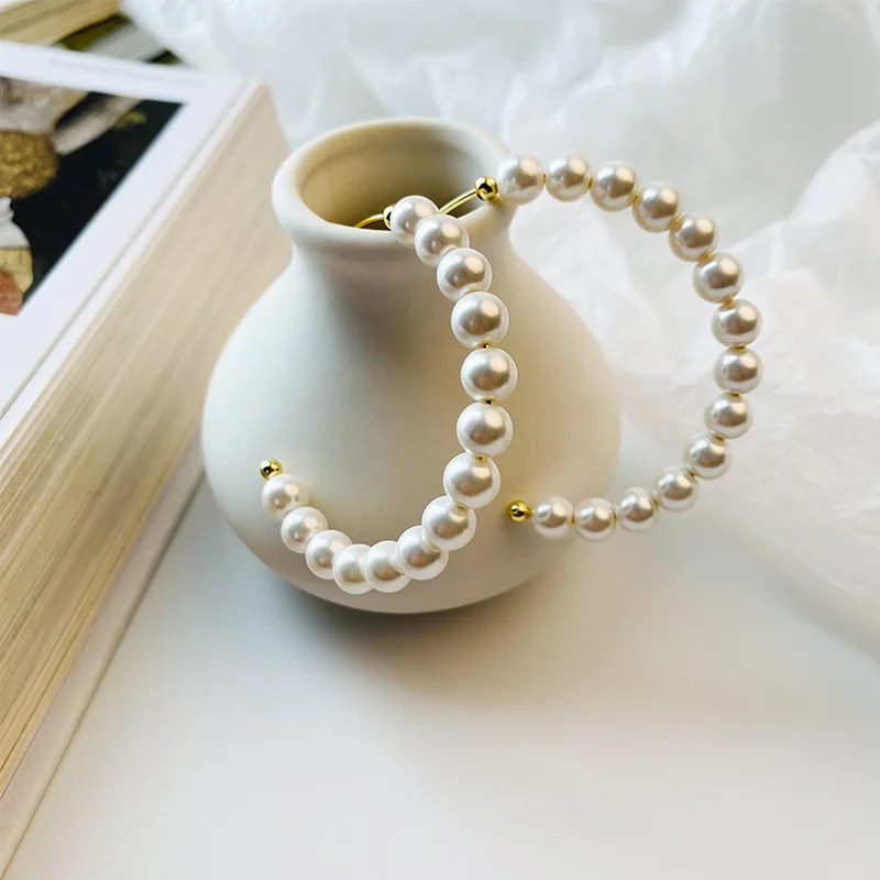 

VIANRLA 925 sterling silver new arrival freshwater pearl hoop earring c shape hoop earrings