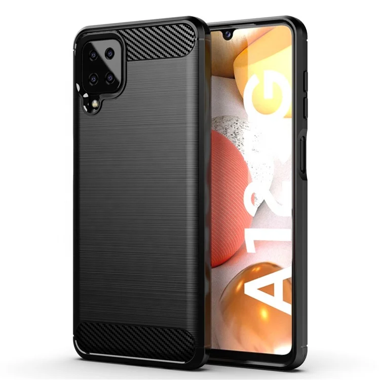 

High quality soft TPU carbon fiber brushed shockproof luxury funky mobile phone back cover case for Samsung Galaxy A12 5G