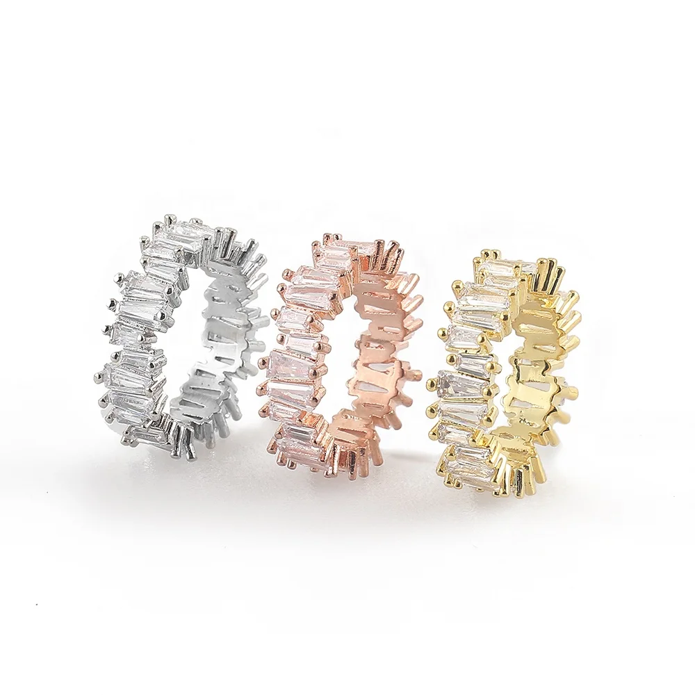 

Best Selling Fashion Rings Inlay White Irregular Baguette T Zircon Luxury Women Finger Rings Jewelry For Wedding Party, Gold/silver/rose gold