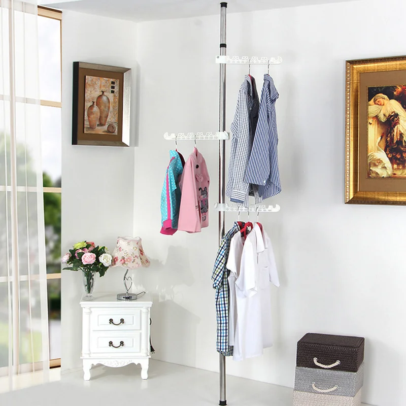 

Ceiling coat rack floor balcony bedroom punch-free stainless steel telescopic rod window drying clothes rack artifact