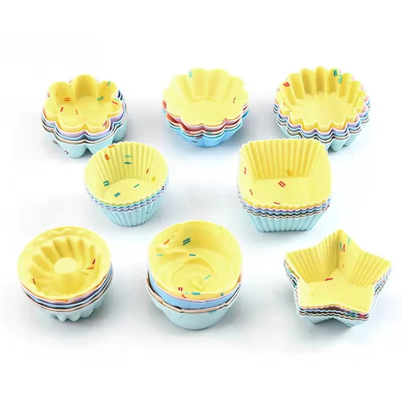 

Silicone cake Muffin cup creative cake mold egg tart mold biscuit mold household baking tools, Red