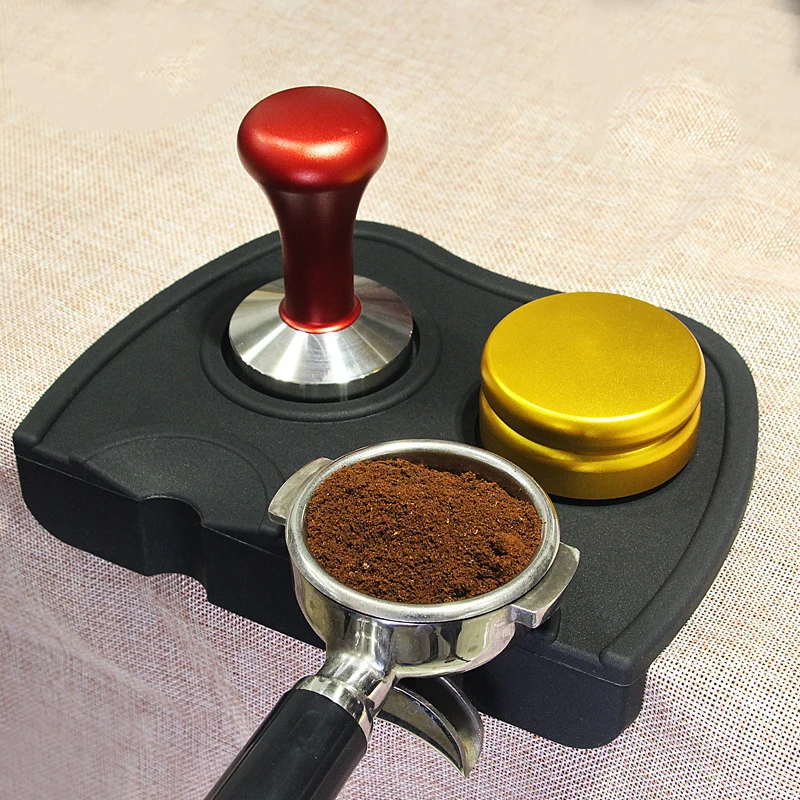 

Silicone Fluted Non-Slip Espresso Tampering Coffee Mat Tamper Holder Tamper Mat Dropped Edge Corner Tamp Mat Pad Tool, As photo