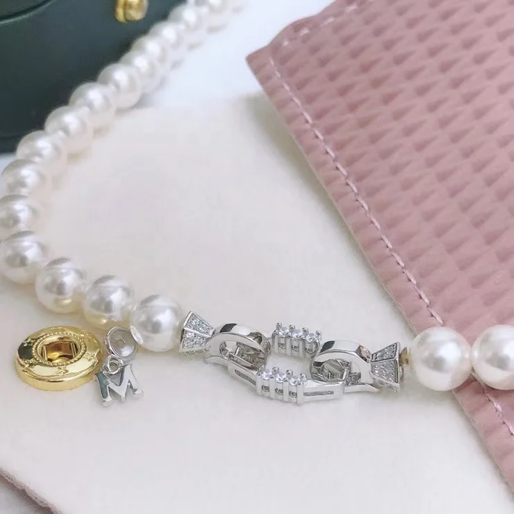 

29C 925 sterling silver with gold Plated pearl necklace bracelet clasp accessory jewelry finishing button