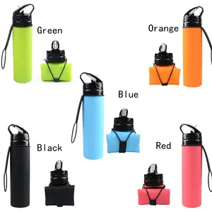 Image of 600ml drinking sports private label silicone collapsible water bottle