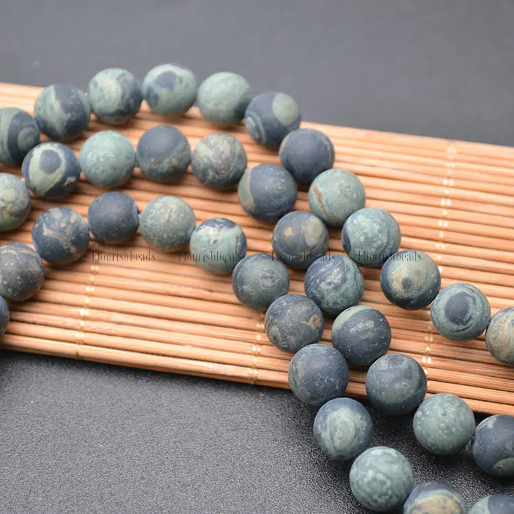

Matte Green Kambaba Jasepr Stone Round Loose Beads Frosted Gemstone Beads