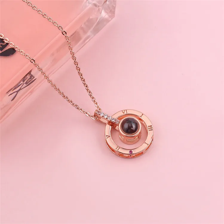 

Stainless Steel Rose Gold Silver 100 Languages I Love You Projection Necklace Love Memory Lovers For Men And Women