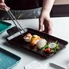 Dinnerware china supplier unique design restaurant used black rectangle sushi ceramic plates