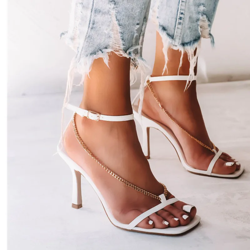 

Dropshipping Casual Thin Heel Buckle Open Toe Wedding Party Ladies Plus Size Pumps