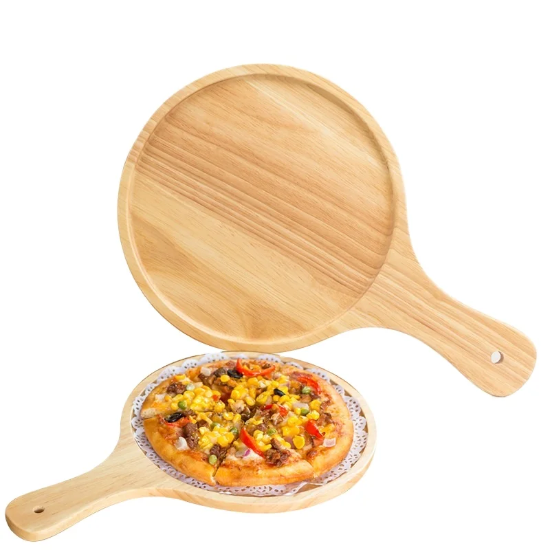 

7 "9" 10 "round baking wooden plate pizza tray pizza board pizza plate wooden tray, Nature color