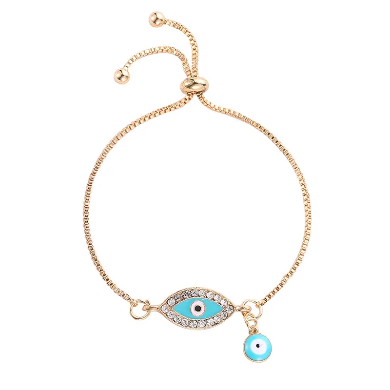 

New Fashion Evil's Eye Rhinestone Charms Bracelet Adjustable Link