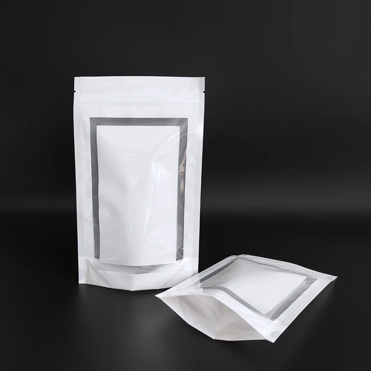 

18x30 cm double side see through plain white plastic stand up packaging pouch bag