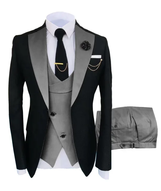 

Custom Plus Size Men's Lapel Pin Party Tuxedos Three Pieces Wedding Slim Fit Suits For Men 2021