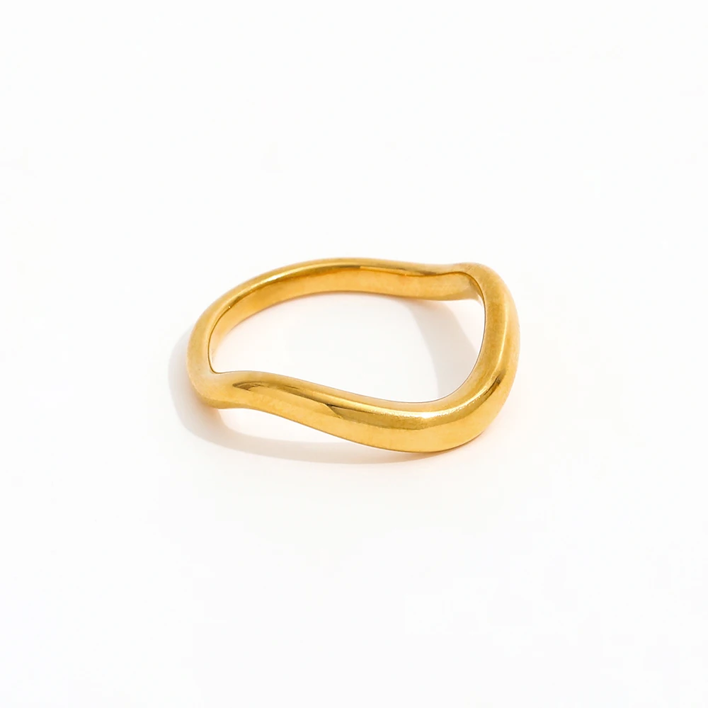 Tarnish Free Waterproof Minimalist Twist Stackable 18K PVD Fashion Gold Plated Stainless Steel Eternity Women Rings Single Piece