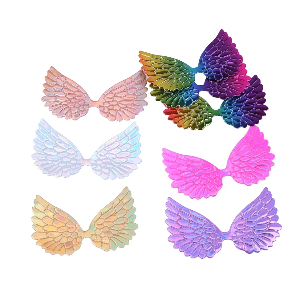 60pcs/set Rainbow Wings Embossed Patch Assorted For Bow Center Decoration 84517
