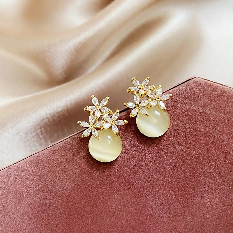 

Fashion Unique Geoetric Square Round Drop Stone 925 Sterling Silver Needle Opal Rhinestone Earing Women, Colorful