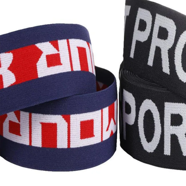 

Wholesale high quality brand logo polyester nylon webbing custom jacquard elastic band