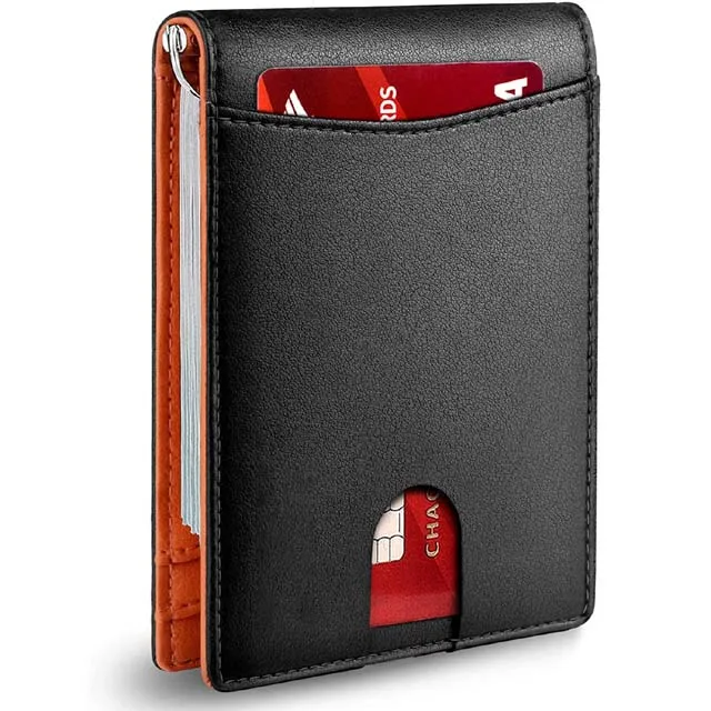 

Minimalist Slim Wallet With Money Clip Rfid Blocking Card Holder Wallet Leather, As showed