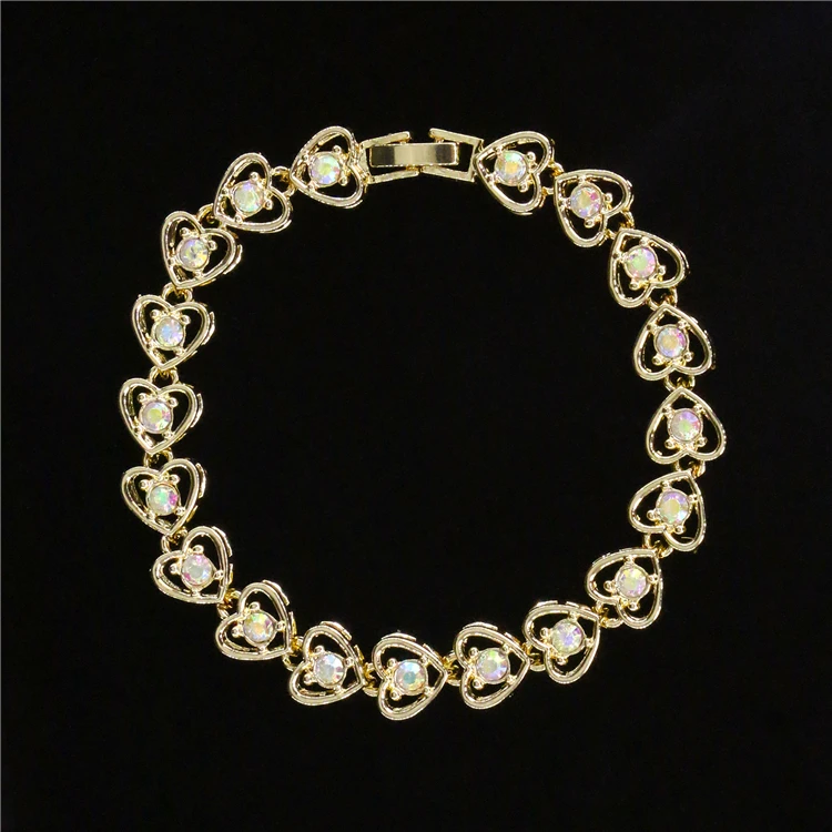 

BXY Crystal Diamond Heart Bracelet Gold Filled Tennis Bracelet Women