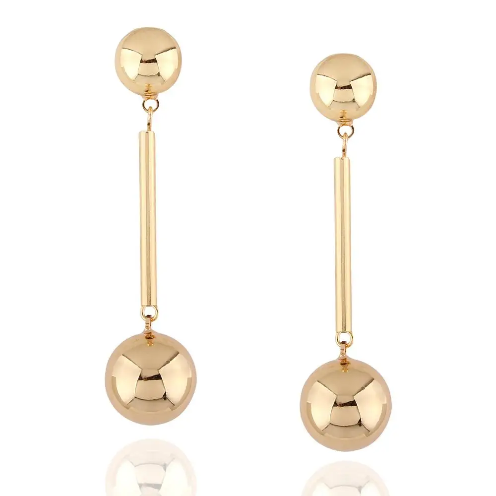 

6.5cm simple metal double side gold earrings