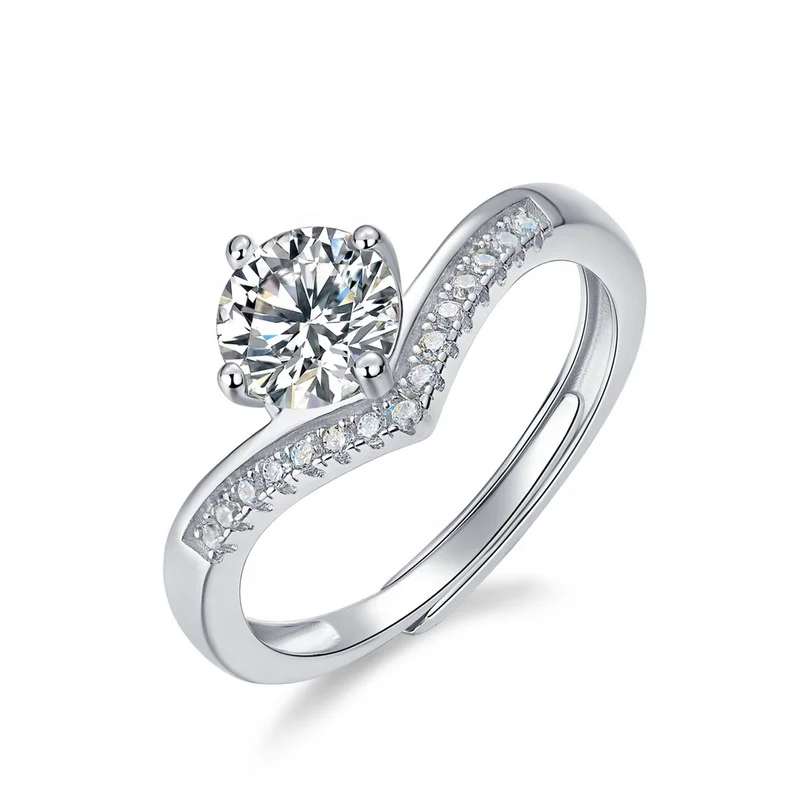 

Dainty 925 Sterling Silver Diamond Promise Ring Delicate Moissanite Diamond Women's Wedding Rings Gift For Valentine's Day