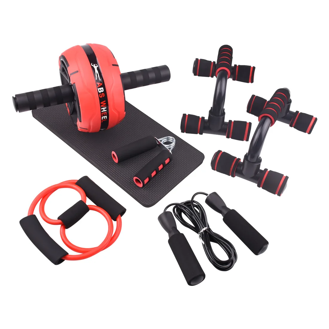 

Abdominal Roller Wheel Kit with Knee Mat, Jump Rope, Gym Equipment for Home Men Women Core Strength Abdominal Exercise