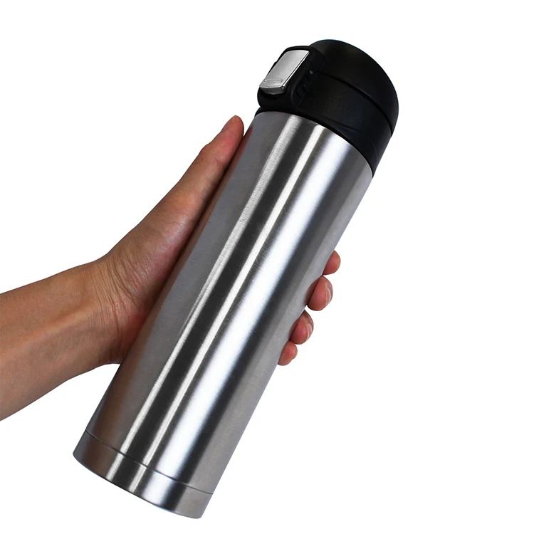 

One Hand Open Pop-up Lid Double Wall Vacuum Flask Stainless Steel Insulated Water Bottle