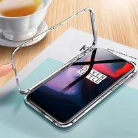 

OTAO Dropshipping Tempered Glass Case For OnePlus 5T 6 6T 7 Pro Metal Magnetic Mobile Phone Case Transparent Back Cover Caso