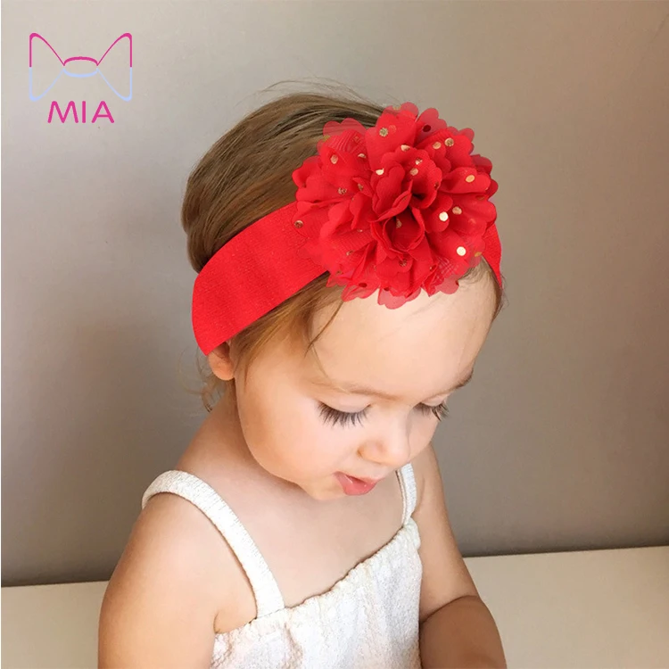 

Free Shipping Children's chiffon head flower baby head flower with elastic hair band hair ornaments 065, Picture shows