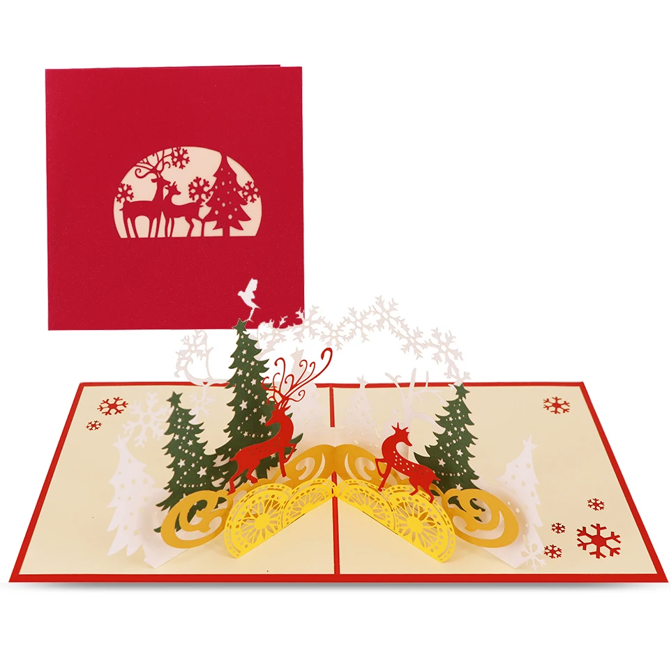 2020 Handmade Paper Craft 3d Pop Up Christmas Wreath Card