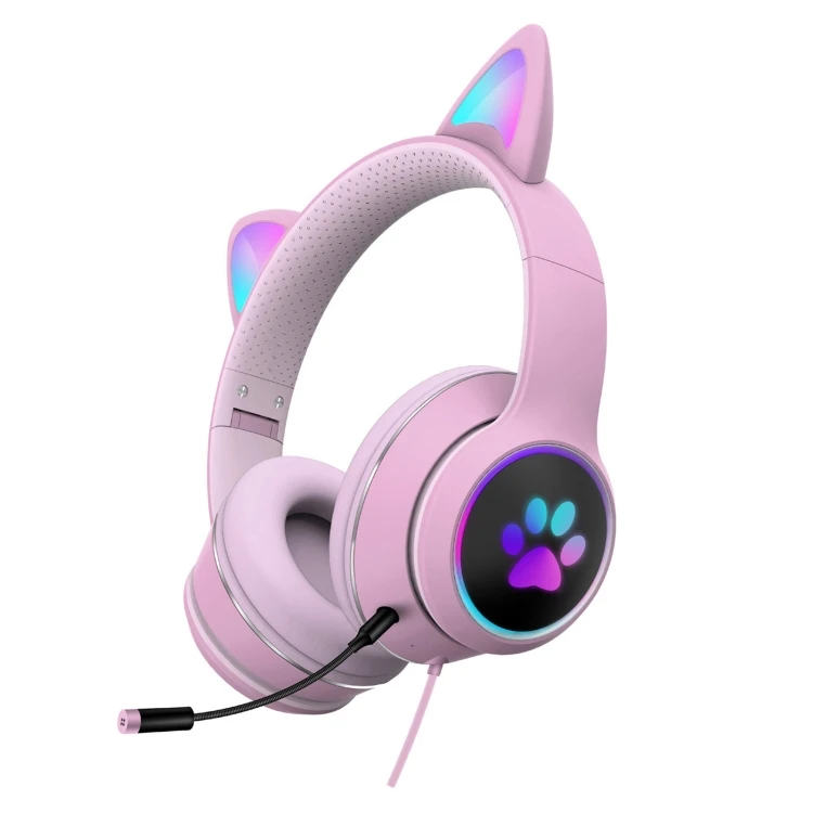 

Fashion Cat Ear Design Foldable LED Headset USB Earphones Headphones Headsets with Microphone