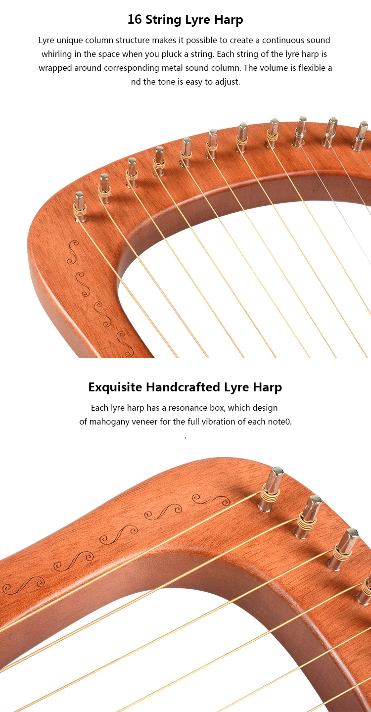New 16 Strings Lyra Harp Musical Instruments With Tuning Key Buy Lyre