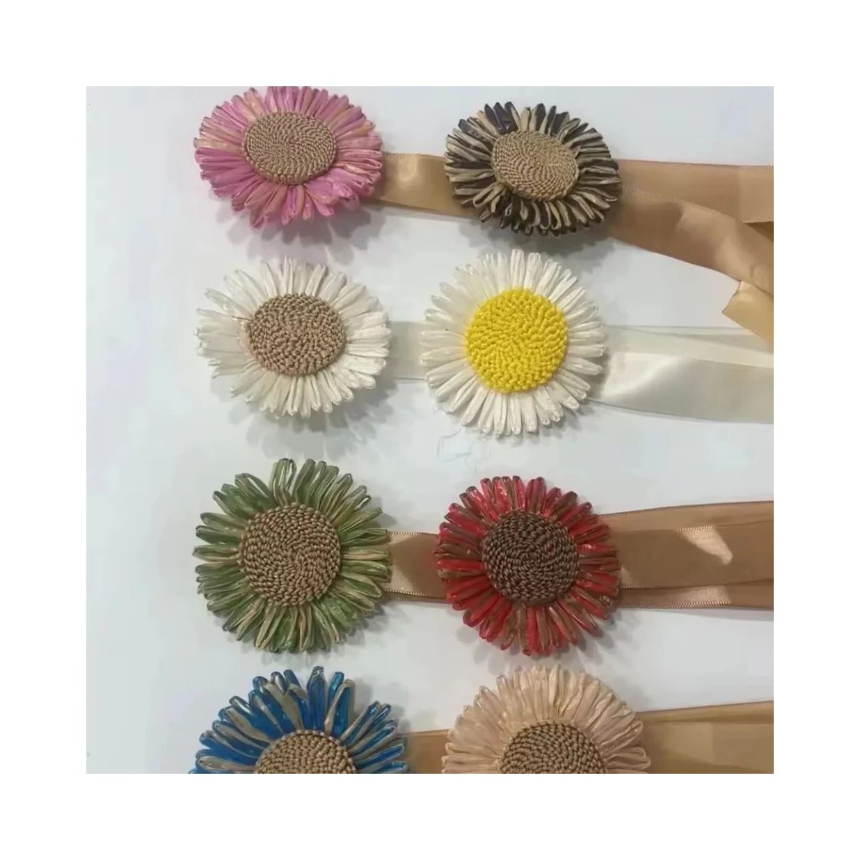 New Bohemian Elastic Grass Belt for Women Elastic Waistband Small Daisy Flower Curtain  Decorations