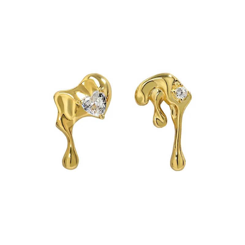 

korea fashion jewellery personality water drop style pave setting cubic zircon earrings, 18k gold/ white gold