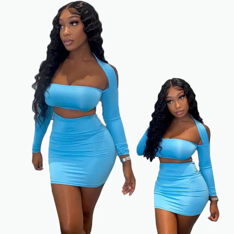 

QC-FFT1126 Halter sexy design hollow out long sleeve fall women 2022 fashion first birthday dress, As picture or customized