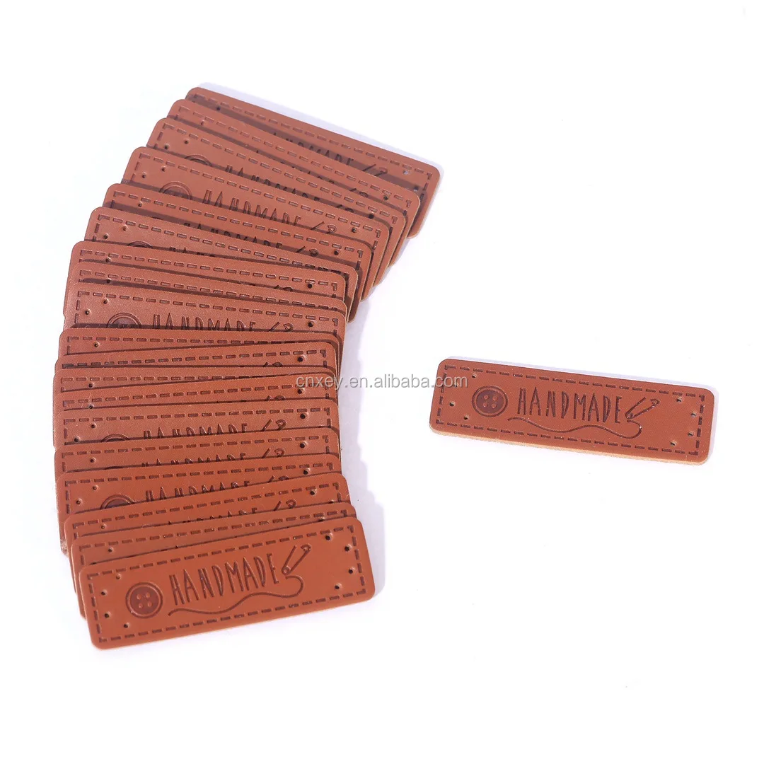 

clothing PU labels cute handmade labels hand made leather labels for clothing