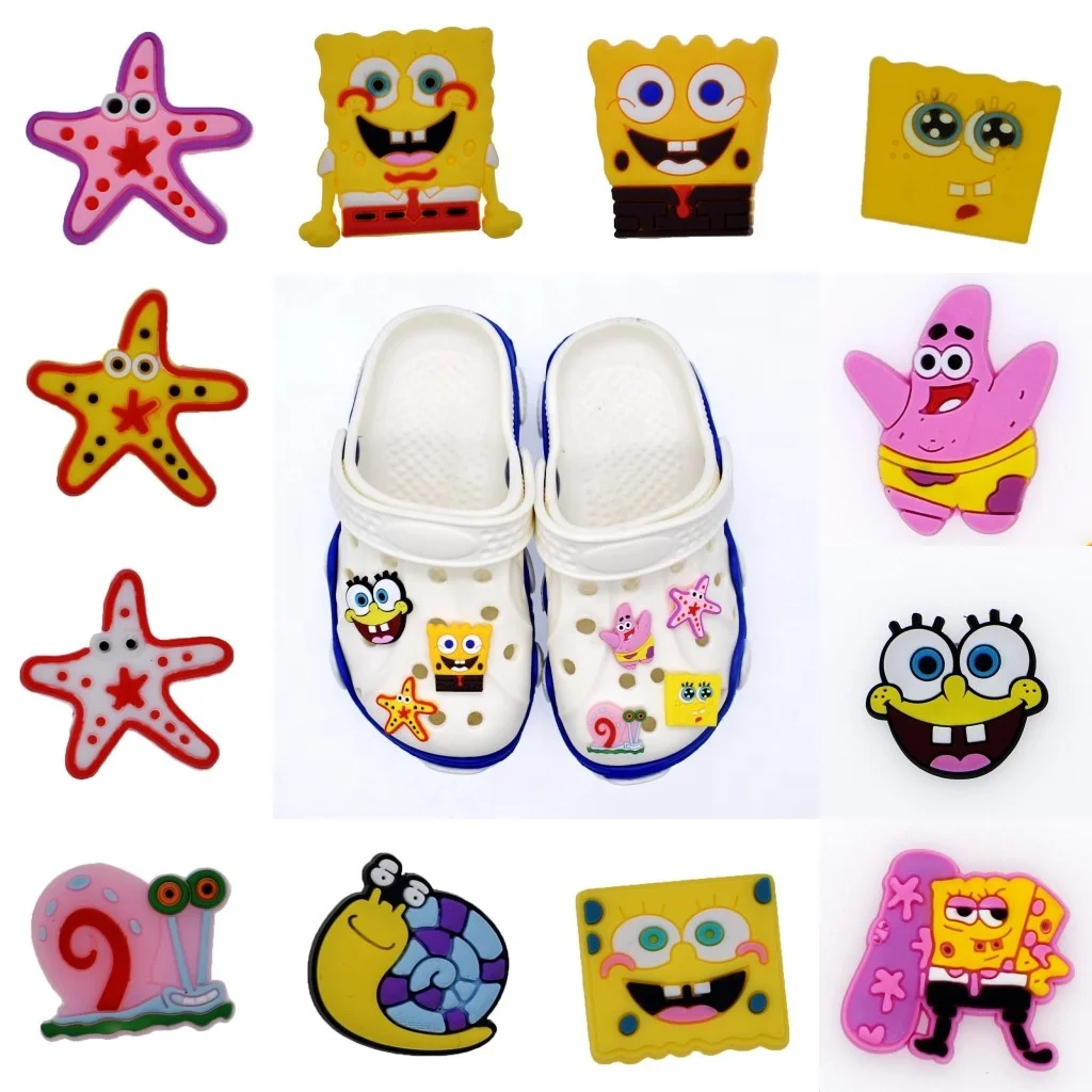 

HOT Cartoon Spongebob Soft PVC Shoe Buckles Charm XH-16, As pic