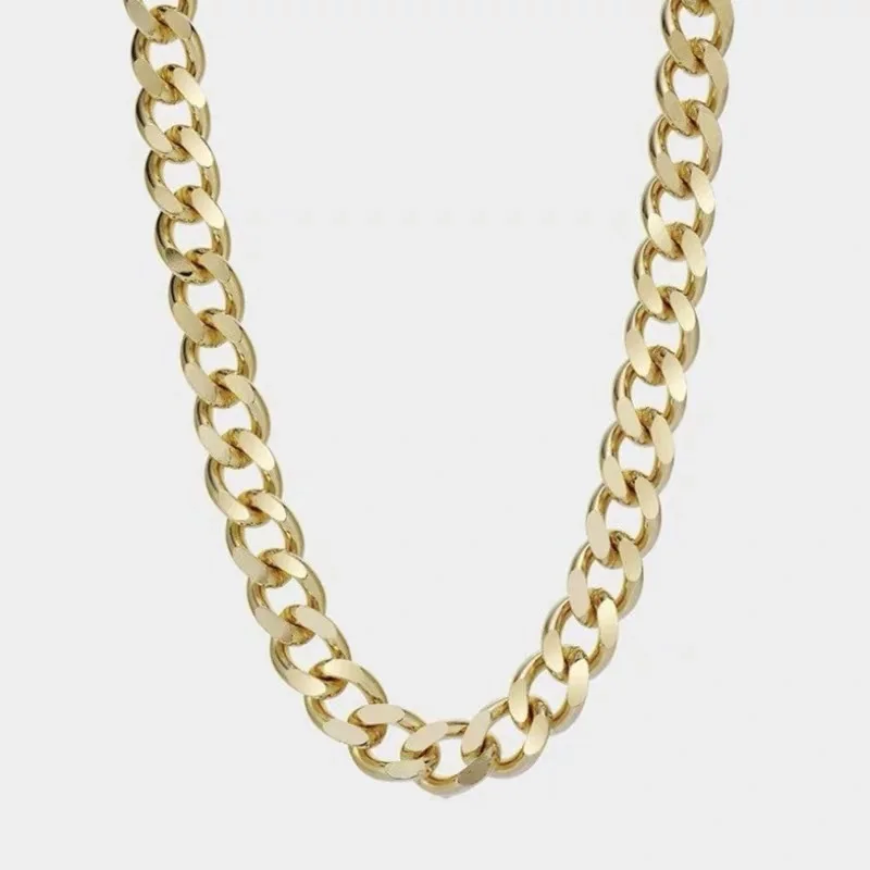 

New Trendy Vintage Cuban Link Chain Necklace Simple Flat Titanium Steel Chain Necklace Women Punk Fashion Party Jewelry