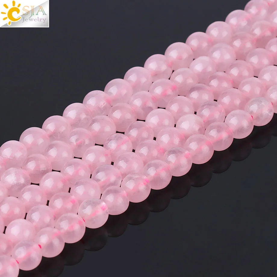 

CSJA factory wholesale crystal jewelry beads A grade natural rose quartz stone bead for diy jewelry making F548, Natural color ( each one may different, some are deep , some shallow )