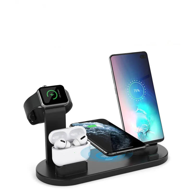 

2021 3 in 1 10W Fast Wireless Charger Dock Station Fast Charging For iPhone XR XS Max 8 for Apple Watch 2 3 4 For AirPods, Black
